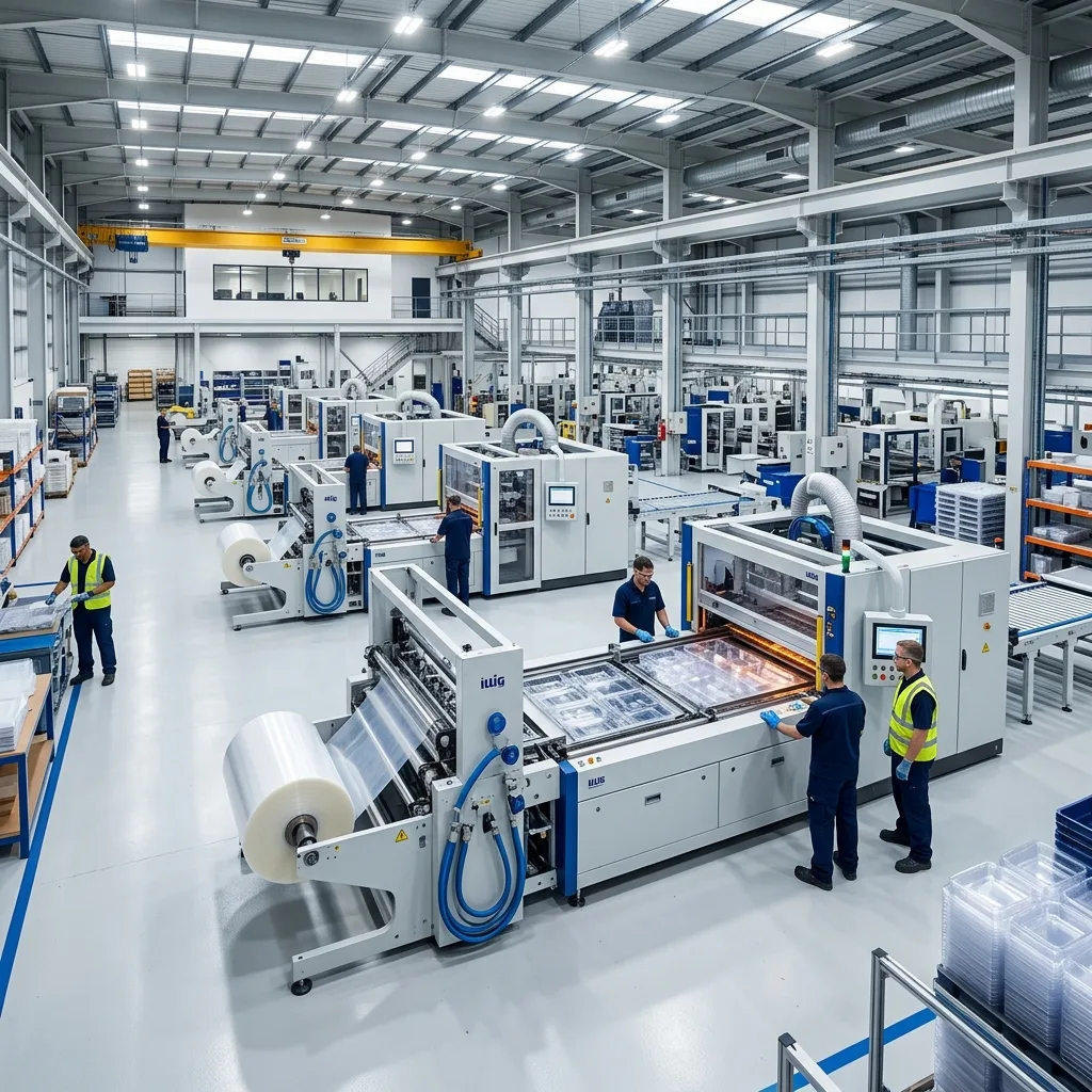 Vacuum forming machine in production at the Aravinth Polymers plant in Thirumudivakkam, Chennai